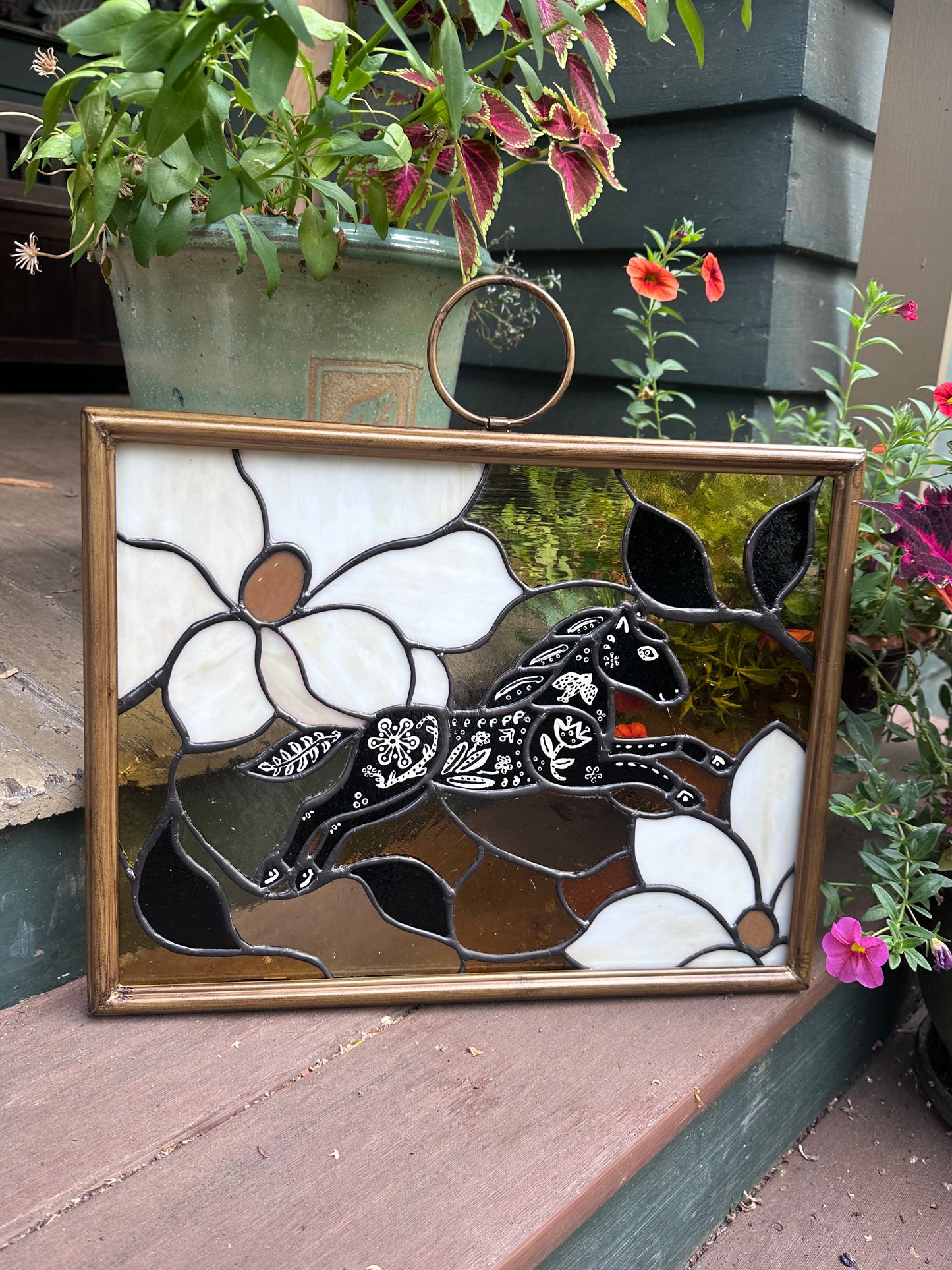Folk Art Horse Panel (Framed)
