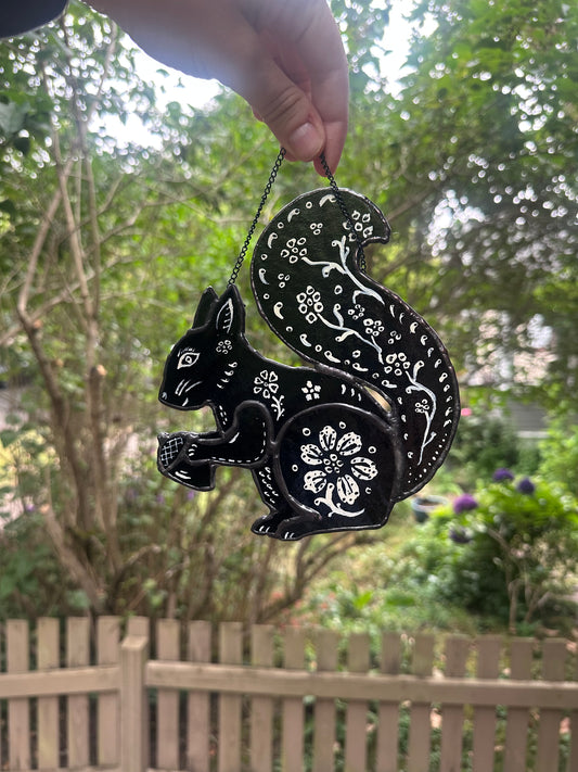 Folk Art Squirrel Suncatcher