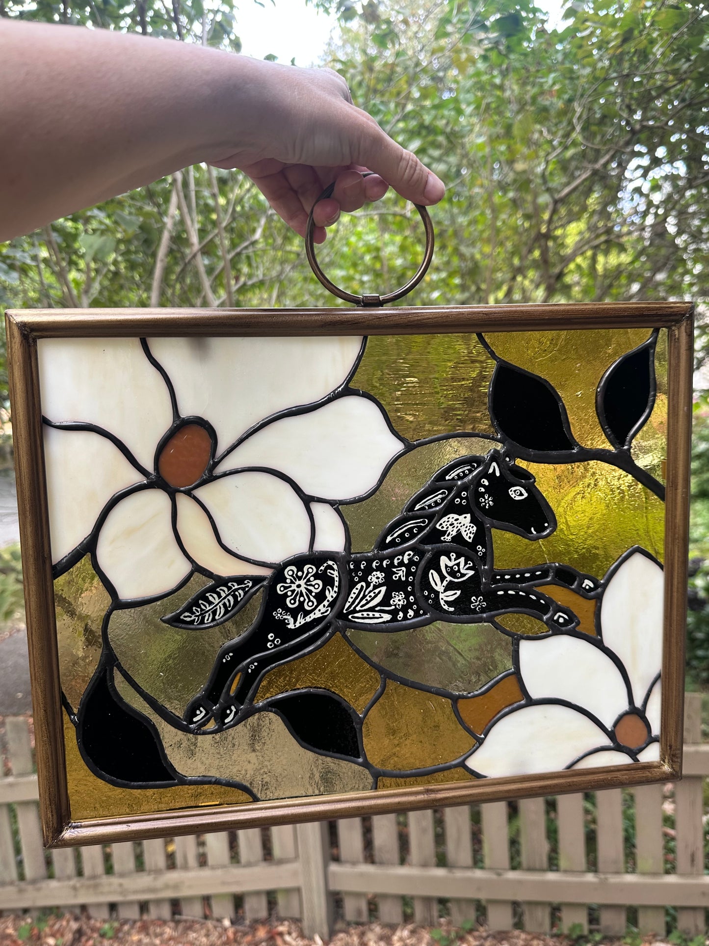 Folk Art Horse Panel (Framed)